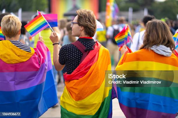 Group Of People Celebrating The Pride Month On A Pride Event Stock Photo - Download Image Now