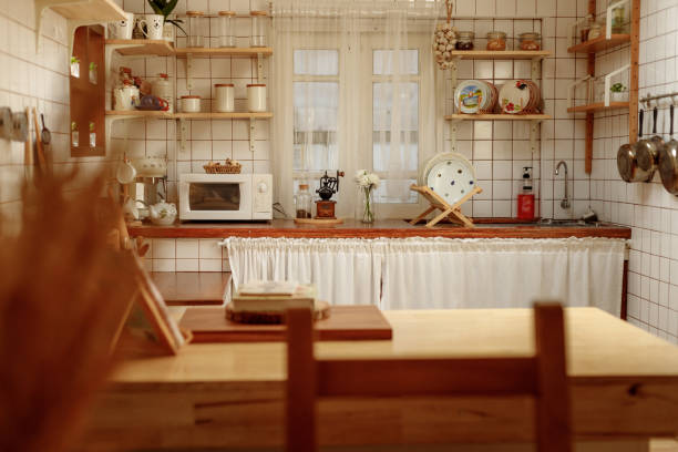 istock Warm and minimalist kitchen in the house. 1364937901