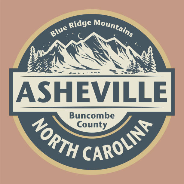 illustrations, cliparts, dessins animés et icônes de emblème avec le nom d’asheville, caroline du nord - southern rocky mountains