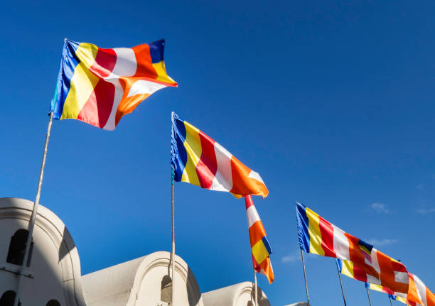 istock Waving colorful Buddhist Sri Lanlan Flag 1364941509