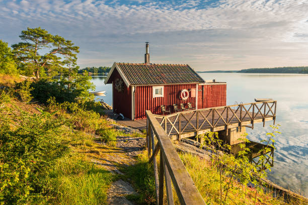 archipelago on the baltic sea coast in sweden - lidingö bildbanksfoton och bilder