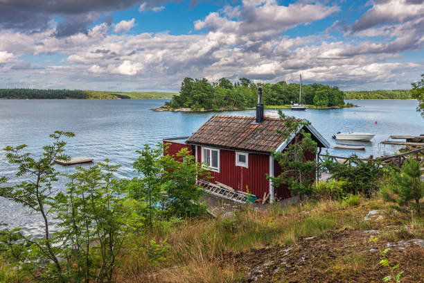 archipelago on the baltic sea coast in sweden - lidingö bildbanksfoton och bilder