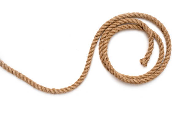 istock Long twisted rope, cable isolated on white, top view 1364946820
