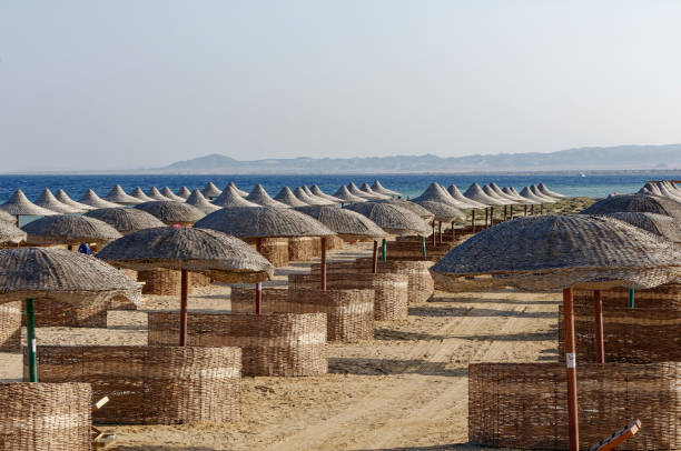 Umbrellas on a beach in the Red Sea