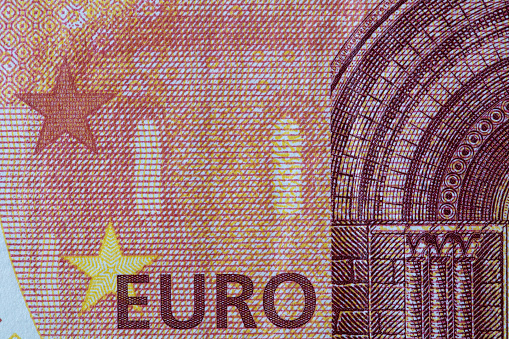 Closeup of 10 euro banknote for design purpose