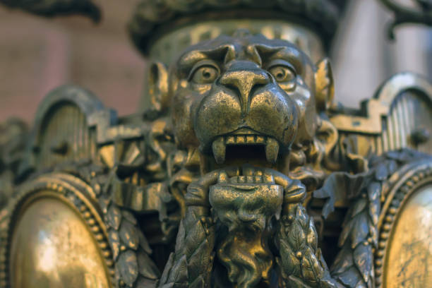 istock Bronze sculpture of a lion's head 1364949526