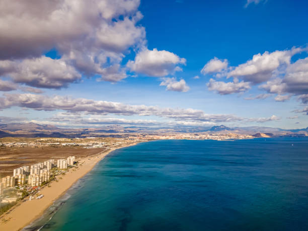 istock Sea, shore, beach, airplane view, Spain 1364950687