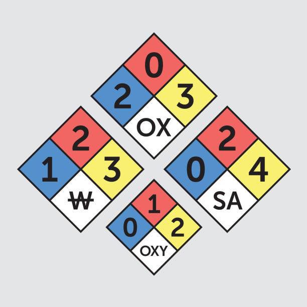 NFPA 704. Fire diamond. Risk identification sign. Hazardous materials. acetone chloroform stock illustrations