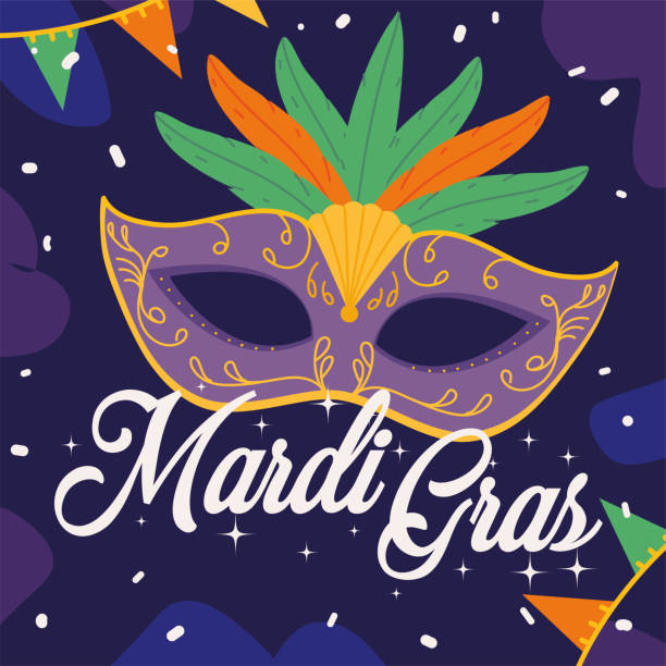 mardi gras einladungskarte - mardi gras stock-grafiken, -clipart, -cartoons und -symbole