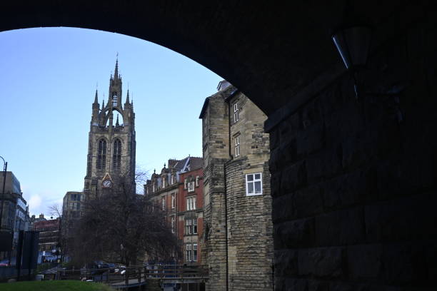 istock Newcastle Cathedral viewed from beneath Victorian railway arches adjacent Black Gate and Newcastle Castle, England 1364963770