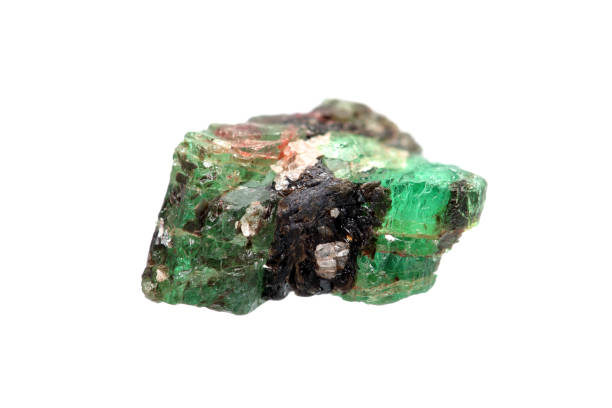 Natural rough emerald gemstone stock photo