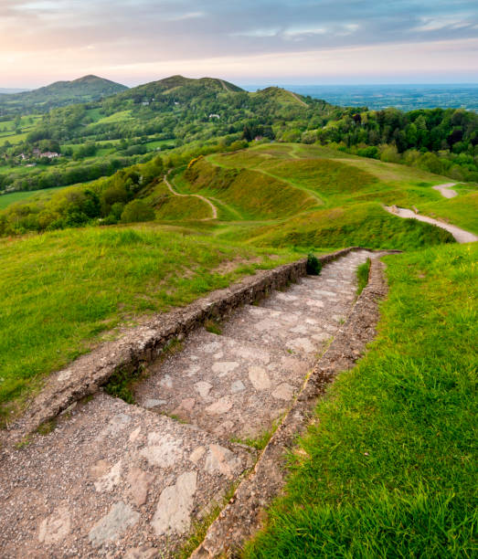 istock Malvern Hills,steps and winding pathway,Worcestershire,England,United Kingdom. 1364966076