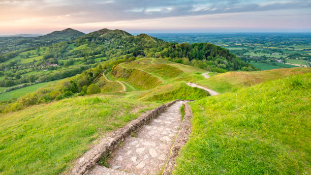istock Malvern Hills,steps and winding pathway,Worcestershire,England,United Kingdom. 1364966084