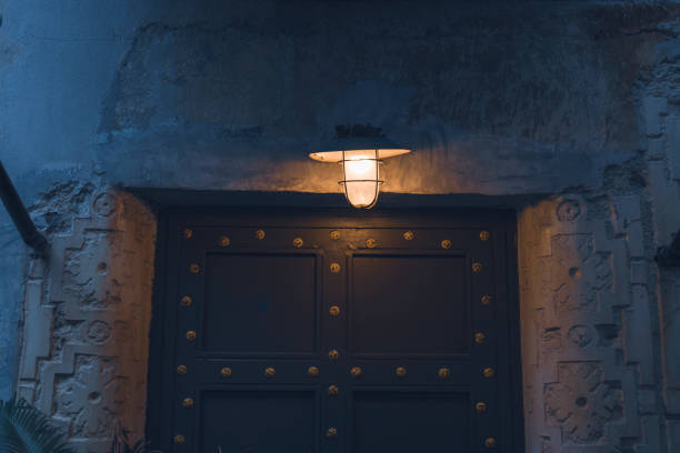 street lamp on the wall, front view