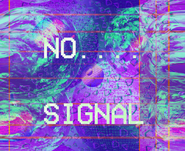 istock No signal detected, distorted glitch screen effect, no signal font, led screen error glitch effect, 1364972857