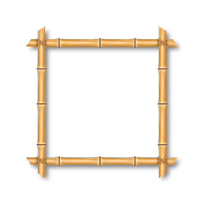 Bamboo frame with brown sticks and ropes. Square shape bamboo frame swathed by ropes. Vector