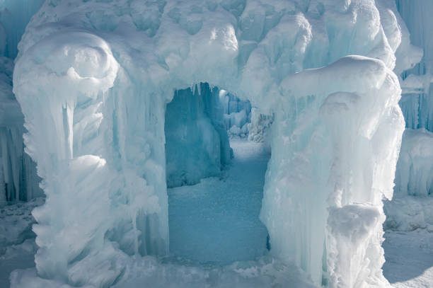 New Brighton Minnesota . Trail into the amazing winter wonderland of freezing water formations