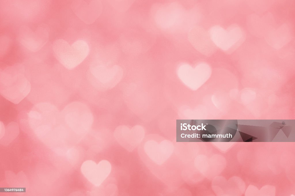 Defocused pink hearts background Valentine day Heart Shape Stock Photo