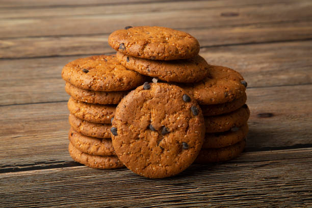 istock Oatmeal cookies with chocolate slices. 1364978522