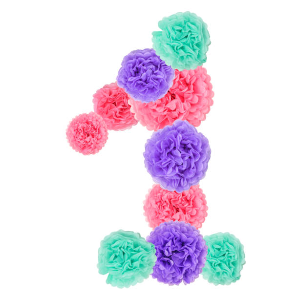 istock Number 1 from pastel paper flowers. 1364982311