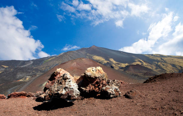 istock Rocks on the mountains from  Aetna volcano, Italy 1364982543