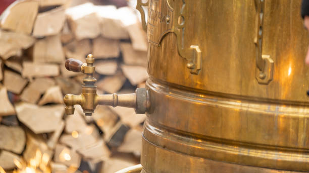 istock Vintage metal copper tea samovar. 1364984084