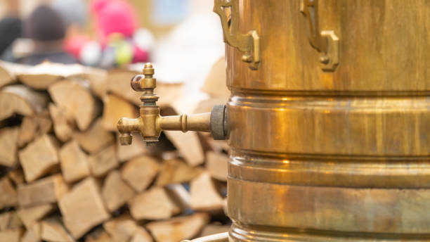 istock Vintage metal copper tea samovar. 1364984096