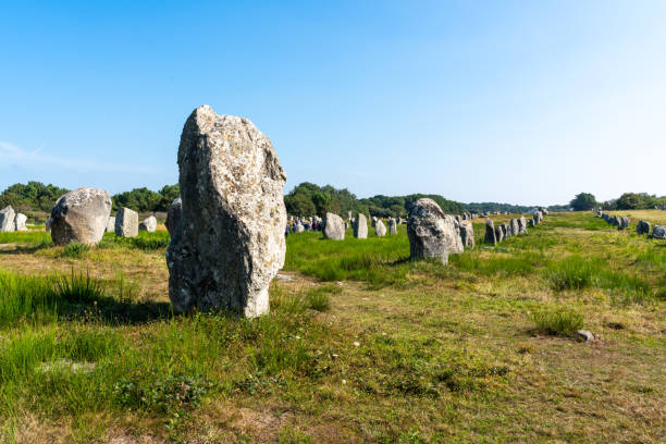 alineaciones megalíticas de carnac en francia. - megalith fotografías e imágenes de stock