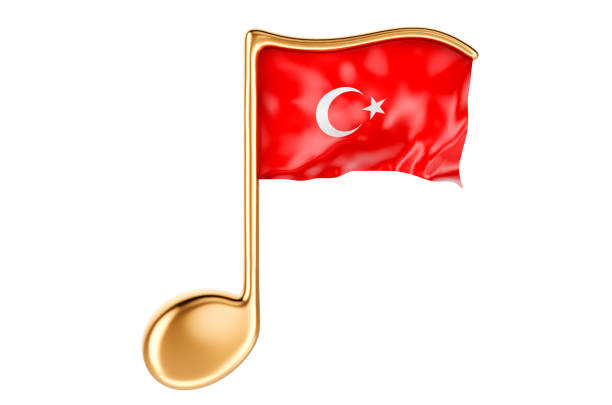 istock Musical note with Turkish flag. Music in Turkey, concept. 3D rendering 1364985524
