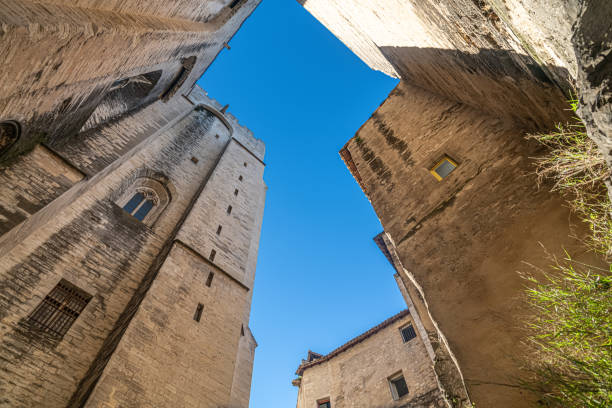 Facade of the Palais des Papes is the papal residence in Avignon, France