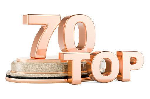 Top 70, podium award. 3D rendering isolated on white background