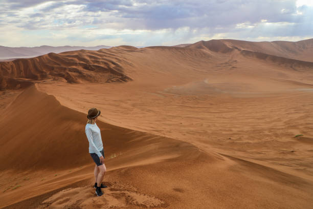 istock Female hiker enjoying view from Big Daddy Dune 1364990461