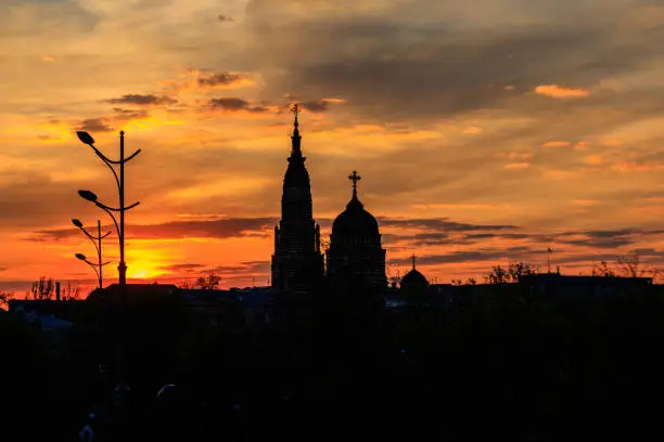 Photo of View of Annunciation cathedral at sunset in Kharkov, Ukraine