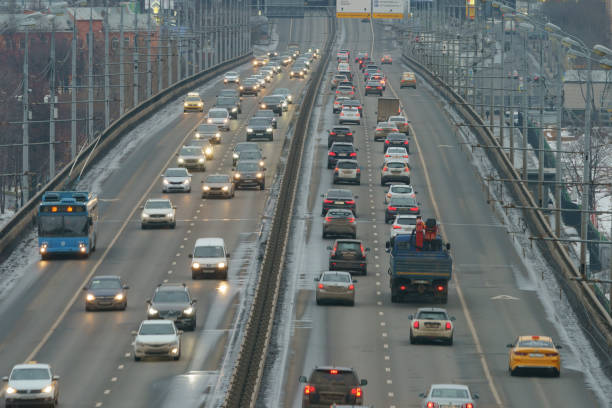 Traffic jam in Moscow stock photo