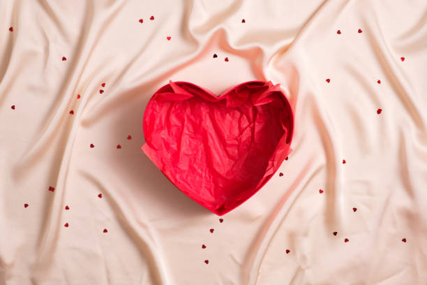 istock Red opened empty heart-shaped box. Happy Valentines day, Mothers day, birthday concept 1364996263