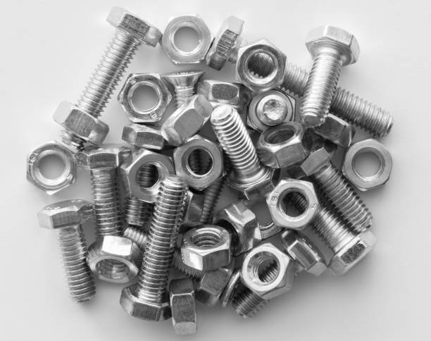istock Metal nuts and bolts Isolated on white background 1365005862