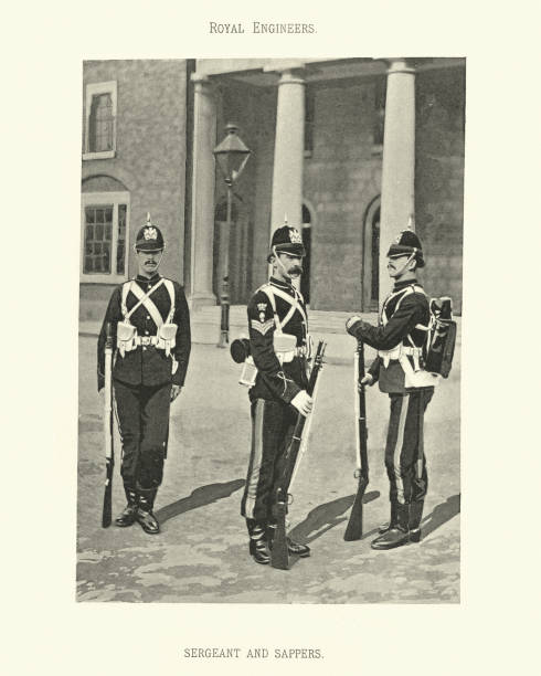 istock Sergeant and sappers, British army Royal Engineers, Military uniform, Victorian 19th Century 1365010071