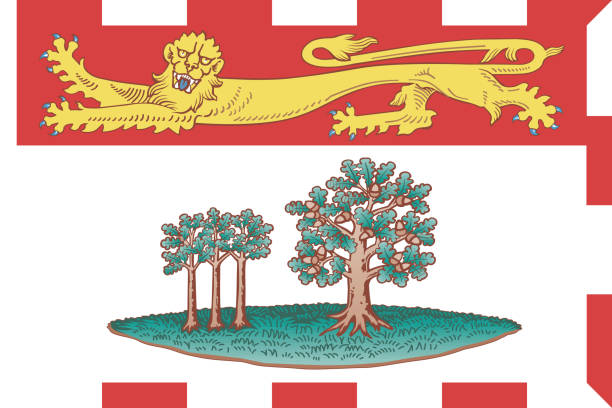 Flag of PRINCE EDWARD ISLAND, CANADA Official current vector flag of the Canadian province of PRINCE EDWARD ISLAND, CANADA canadian flag maple leaf computer icon canada stock illustrations