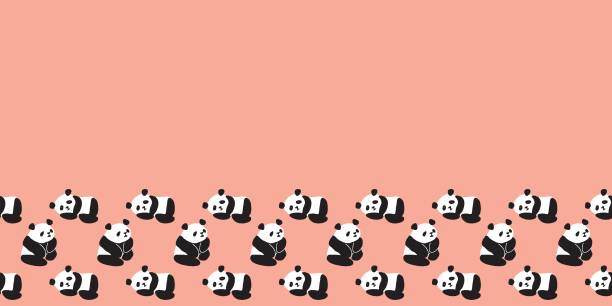 Panda Face Body Frame Border Seamless Pattern Panda Face Body Frame Border Seamless Pattern. Vector illustration. Great for birthday, party, gift wrapping, wallpaper, textile and scrapbook chinese panda stock illustrations