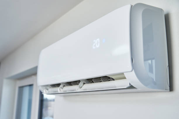 istock Air conditioner hanging on the wall, close up 1365011555