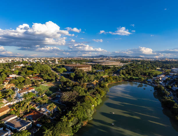 istock Sustainable neighborhood with pond 1365013614