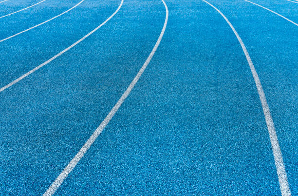 istock Olympic stadium blue tartan track -  texture 1365014283
