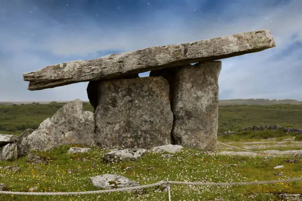Irish dolmen of Poulnabrone ancient prehistoric tomb