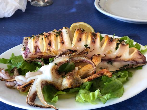 istock Olive Oil Grilled Calamari 1365025336