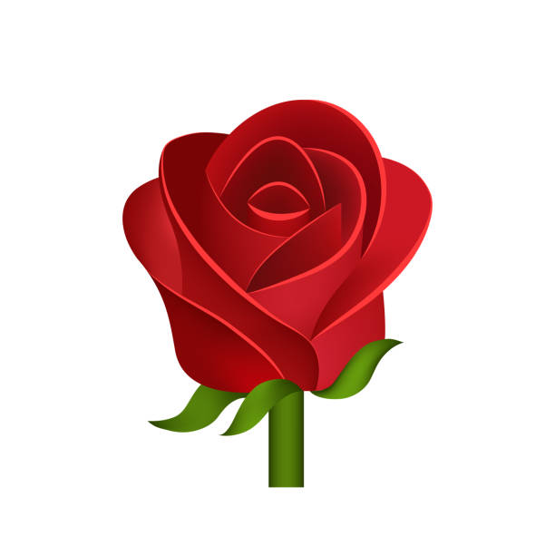 красная роза векторная эмодзи иллюстрация, изолированная на белом фоне - single flower bouquet flower holidays and celebrations stock illustrations
