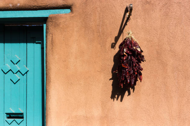istock Santa Fe, NM: Chili Ristra, Old Turquoise Door, Adobe Walll 1365027521