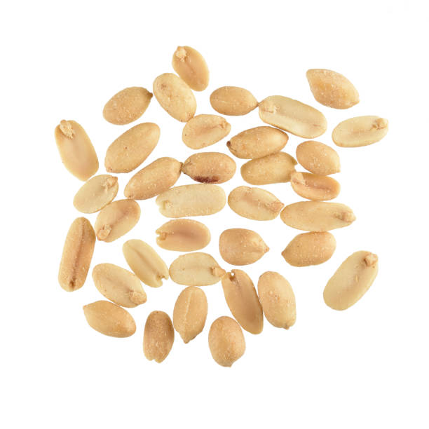 istock Top View of Salted Peanuts Isolated on White Background with Clipping Path 1365033443