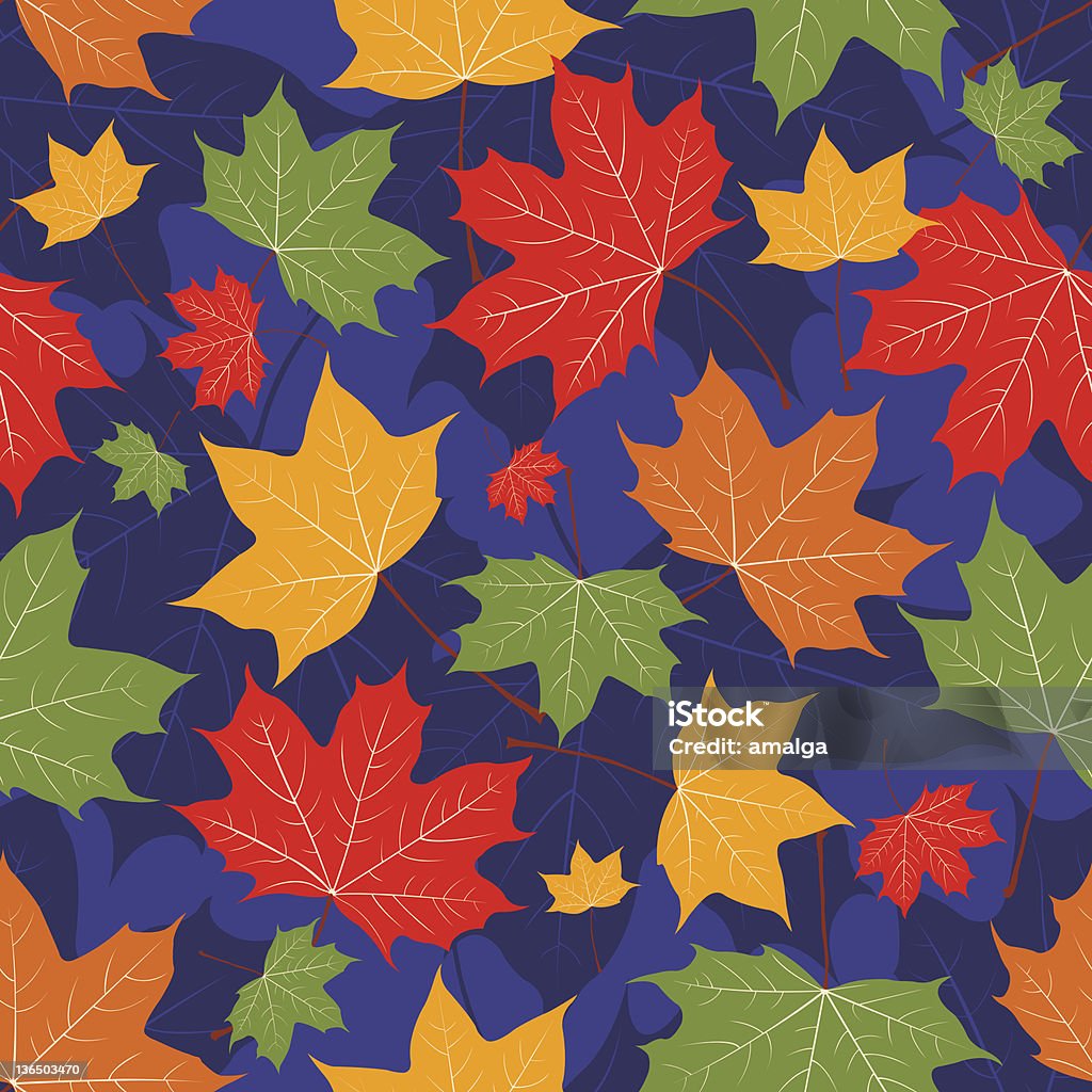 Leaves of a maple on dark blue. Autumn leaves of a maple on dark blue. Seamless pattern. Vector background Autumn stock vector