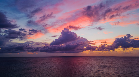 Dramatic sunset moment, over the Caribbean sea.