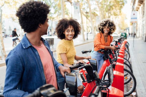 istock Three best friends renting bikes to explore Barcelona 1365038998